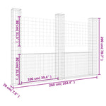 Gabbione a U con 3 Pali in Ferro 260x20x200 cm