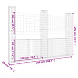 Gabbione a U con 3 Pali in Ferro 260x20x200 cm