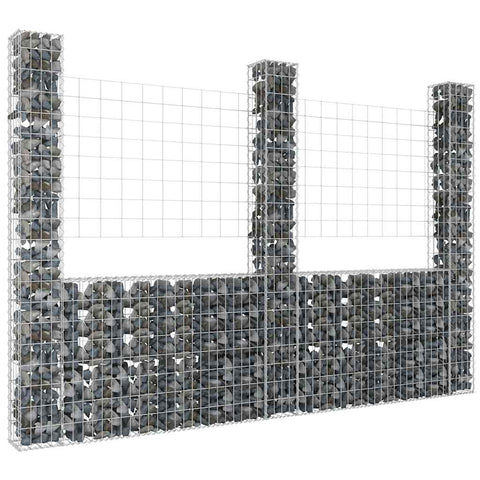 Gabbione a U con 3 Pali in Ferro 260x20x200 cm