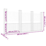Gabbione a U con 4 Pali in Ferro 380x20x200 cm