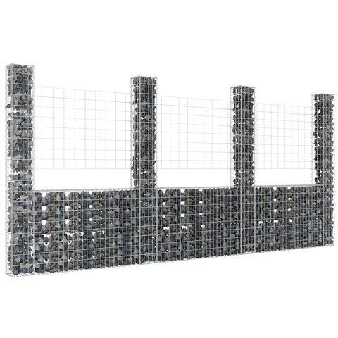 Gabbione a U con 4 Pali in Ferro 380x20x200 cm