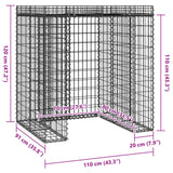 Parete Gabbioni Bidone Spazzatura 110x91x120 cm Ferro Zincato