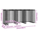 Parete Gabbioni Bidone Spazzatura 270x91x120 cm Ferro Zincato