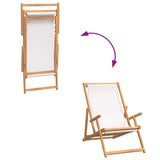 Sdraio Pieghevole da Spiaggia in Legno Massello di Teak Crema