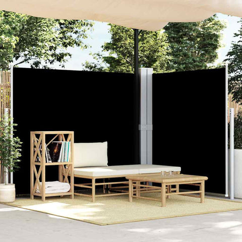 Tenda da Sole Laterale Retrattile Nera 180x600 cm