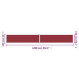 Tenda da Sole Laterale Retrattile Rossa 160x1200 cm