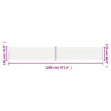 Tenda da Sole Laterale Retrattile Crema 180x1200 cm
