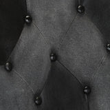 Poltrona Wingback Nera e Grigia in Vera Pelle