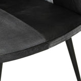Poltrona Wingback Nera e Grigia in Vera Pelle