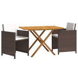 Set da Pranzo per Giardino 3 pz con Cuscini Marrone
