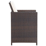 Set da Pranzo per Giardino 3 pz con Cuscini Marrone