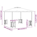 Gazebo con Teli Laterali e Doppio Tetto 3x3 m Crema