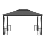 Gazebo con Teli Laterali e Doppio Tetto 3x4 m Antracite