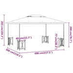 Gazebo con Teli Laterali e Doppio Tetto 3x4 m Antracite