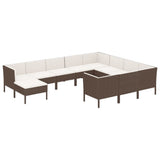 Set Divani da Giardino 11 pz con Cuscini in Polyrattan Marrone