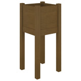 Fioriera Giardino Marrone Ambra 31x31x70 cm Legno Massello Pino