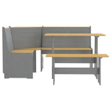 Set da Pranzo 3pz REINE Marrone ambra e Grigio in Legno di Pino