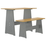 Set da Pranzo 3pz REINE Marrone ambra e Grigio in Legno di Pino