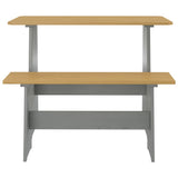 Set da Pranzo 3pz REINE Marrone ambra e Grigio in Legno di Pino