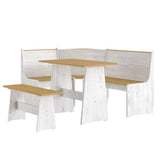 Set da Pranzo 3pz REINE Marrone ambra e Bianco in Legno di Pino
