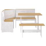Set da Pranzo 3pz REINE Marrone ambra e Bianco in Legno di Pino