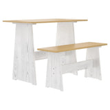 Set da Pranzo 3pz REINE Marrone ambra e Bianco in Legno di Pino