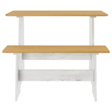 Set da Pranzo 3pz REINE Marrone ambra e Bianco in Legno di Pino