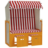 Strandkorb con Tettoia Polyrattan e Legno Massello Rosso Bianco