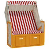 Strandkorb con Tettoia Polyrattan e Legno Massello Rosso Bianco