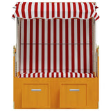 Strandkorb con Tettoia Polyrattan e Legno Massello Rosso Bianco