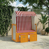 Strandkorb con Tettoia Polyrattan e Legno Massello Rosso Bianco