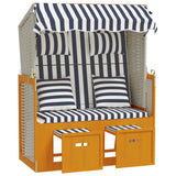 Strandkorb con Cuscini in Polyrattan Legno Massello Bianco Blu