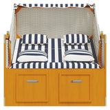 Strandkorb con Cuscini in Polyrattan Legno Massello Bianco Blu