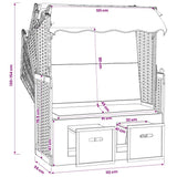 Strandkorb con Cuscini in Polyrattan Legno Massello Bianco Blu