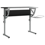 Scrivania Nera e Grigia 110x53x(58-87) cm truciolato e Acciaio