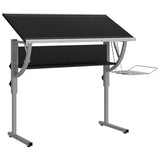 Scrivania Nera e Grigia 110x53x(58-87) cm truciolato e Acciaio