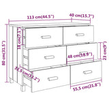 Credenza HAMAR Bianca 113x40x80 cm in Legno Massello di Pino