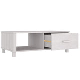 Tavolino HAMAR Bianco 100x55x35 cm in Legno Massello di Pino