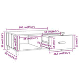 Tavolino HAMAR Grigio Chiaro 100x55x35cm Legno Massello di Pino