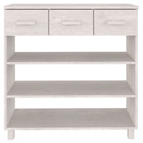 Tavolo Consolle Bianco 90x35x90 cm Legno Massello di Pino
