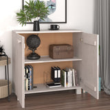 Credenza HAMAR Bianca 85x35x80 cm in Legno Massello di Pino