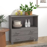 Credenza HAMAR Grigio Chiaro 85x35x80 cm Legno Massello di Pino