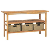 Mobile da Bagno con Lavabi in Marmo Nero Legno Massello Teak