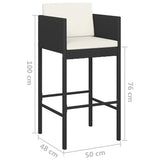 Set Bar da Giardino 5 pz con Cuscini Polyrattan Nero