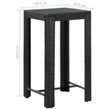Set Bar da Giardino 5 pz con Cuscini Polyrattan Nero