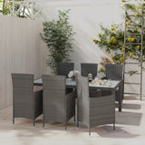 Set da Pranzo per Esterni 7 pz con Cuscini in Polyrattan Grigio