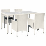 Set Mobili da Giardino 5 pz con Cuscini in Polyrattan Bianco