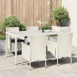 Set Mobili da Giardino 5 pz con Cuscini in Polyrattan Bianco