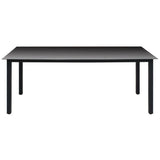 Set da Pranzo da Giardino 7 pz Nero con Cuscini in Polyrattan