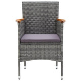 Set da Pranzo per Giardino 7 pz con Cuscini Polyrattan Grigio